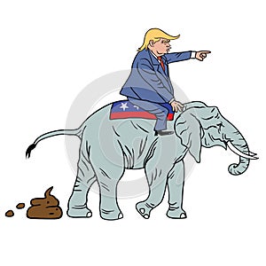 Donald Trump Riding Republican Elephant Caricature