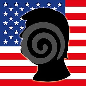 Donald Trump silhouette with US flag