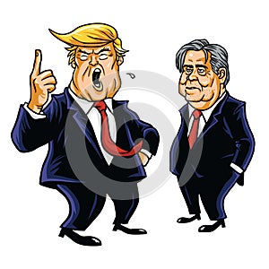 Donald Trump and Steve Bannon Vector Cartoon Caricature