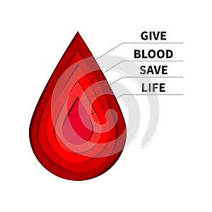 Donate Blood paper cut style vector illustration