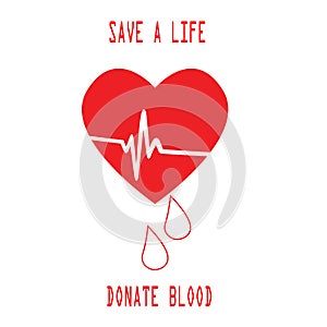 Donate Blood Save Life Red vector realistic drop and sign Save Life Give Blood