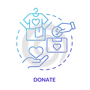 Donate blue gradient concept icon