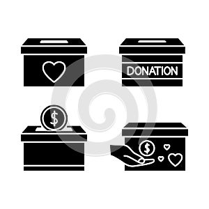 Donate box icon. Donation in the box. Concept of charity and donation. Give and share your love with people. Humanitarian