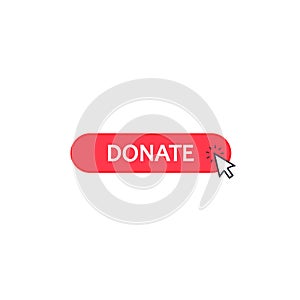 Donate Button Click with arrow cursor, Vector isolated illustration