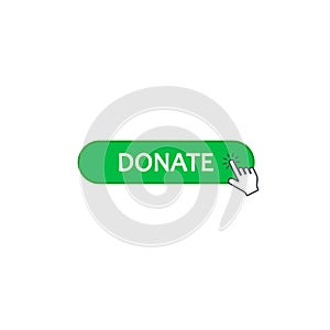 Donate Button Click with cursor, Vector isolated illustration