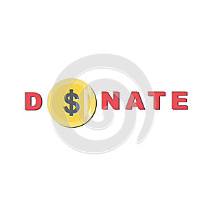 Donate button with coin and dollar sign