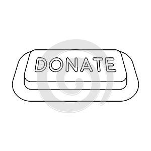 Donate button icon in outline style isolated on white background. photo