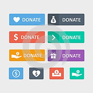 Donate button vector set