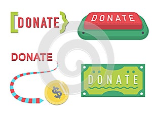 Donate buttons set. Help icon donation