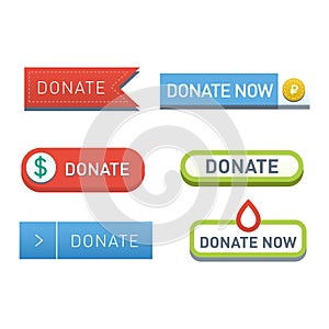 Donate buttons vector set.