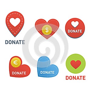 Donate buttons vector set.