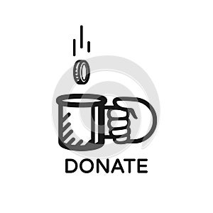 Donate coin vector logo. Donate and help. Charity, donation concept