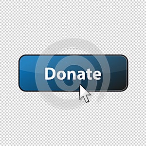 Donate Glossy Button With Arrow - Vector Illustration - Isolated On Transparent Background