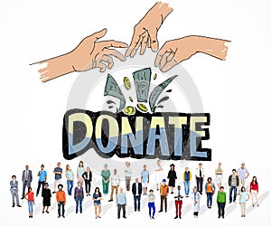 Donate Money Charity Generous Hands Concept photo