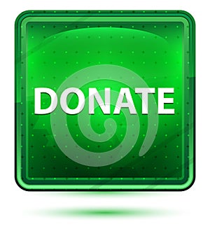 Donate Neon Light Green Square Button