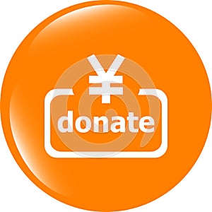 Donate sign icon. yen money symbol. web icon isolated on white
