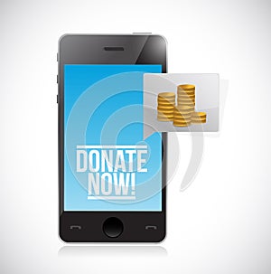 Donate to charity using smartphone concept illustration