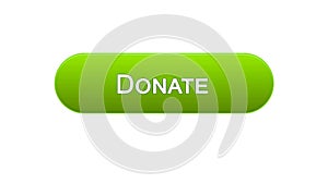 Donate web interface button green color, social support, fundraising online