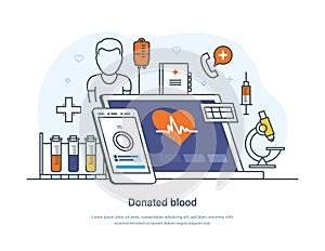 Donated blood, lifesaving and hospital assistance web banner
