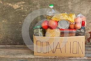 Donation box with food. photo