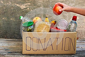 Donation box with food.