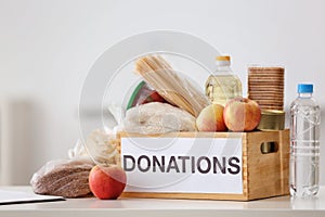 Donation box with food products