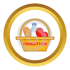 Donation box with food vector icon