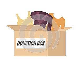 Donation Box Full of Clothes for People in Need