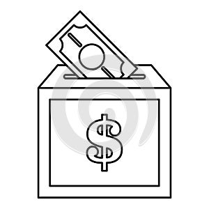 Donation box icon, outline style