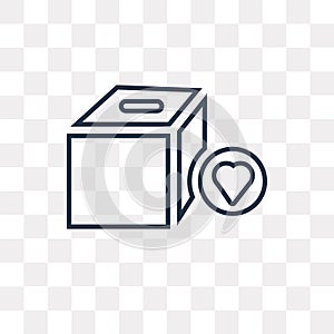 Donation Box vector icon isolated on transparent background, lin