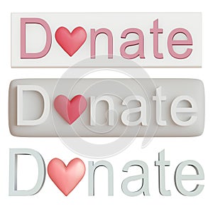 Donation button with a heart, donation concept. For use on websites