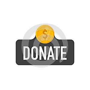 Donation and Charity. Donate money concept. Golden coin fund in money box