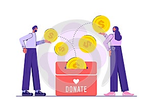 Donation and funding flat vector illustration concept
