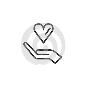 Donation hand with heart icon vector