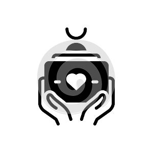 Black solid icon for Donation, alms deed and donate