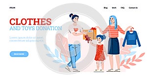 Donation for poor families and orphanages website, flat vector illustration. photo