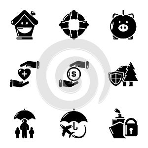 Donation wherewithal icons set, simple style