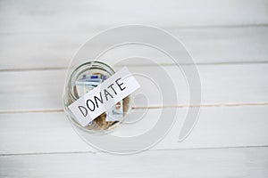 Donations and Charity. Donation Concept. A Donation Box on the White Background