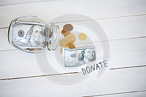 Donations and Charity. Donation Concept. A Donation Box on the White Background