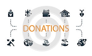 Donations set. Creative icons. Editable elements.