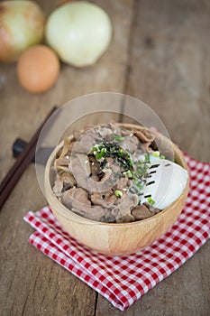 Donburi, pork rice bowl