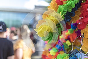 Doncaster Pride 19 Aug 2017 LGBT Festival leis merchandise stall