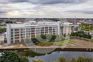 Aerial view of Doncaster College Campus building and University centre