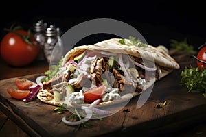 doner kebab or gyros in pita bread, generative AI