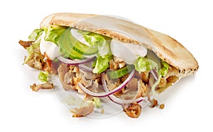 Doner kebab on white background