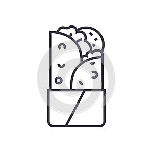 Doner kebab vector line icon, sign, illustration on background, editable strokes