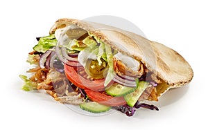 Doner kebab on white background