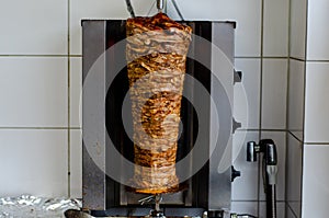 Doner meat from a rotating spit