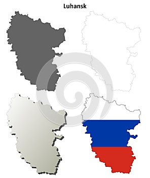 Donetsk blank outline map set - Russian version