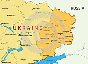 Donetsk and Lugansk region of Ukraine - vector map